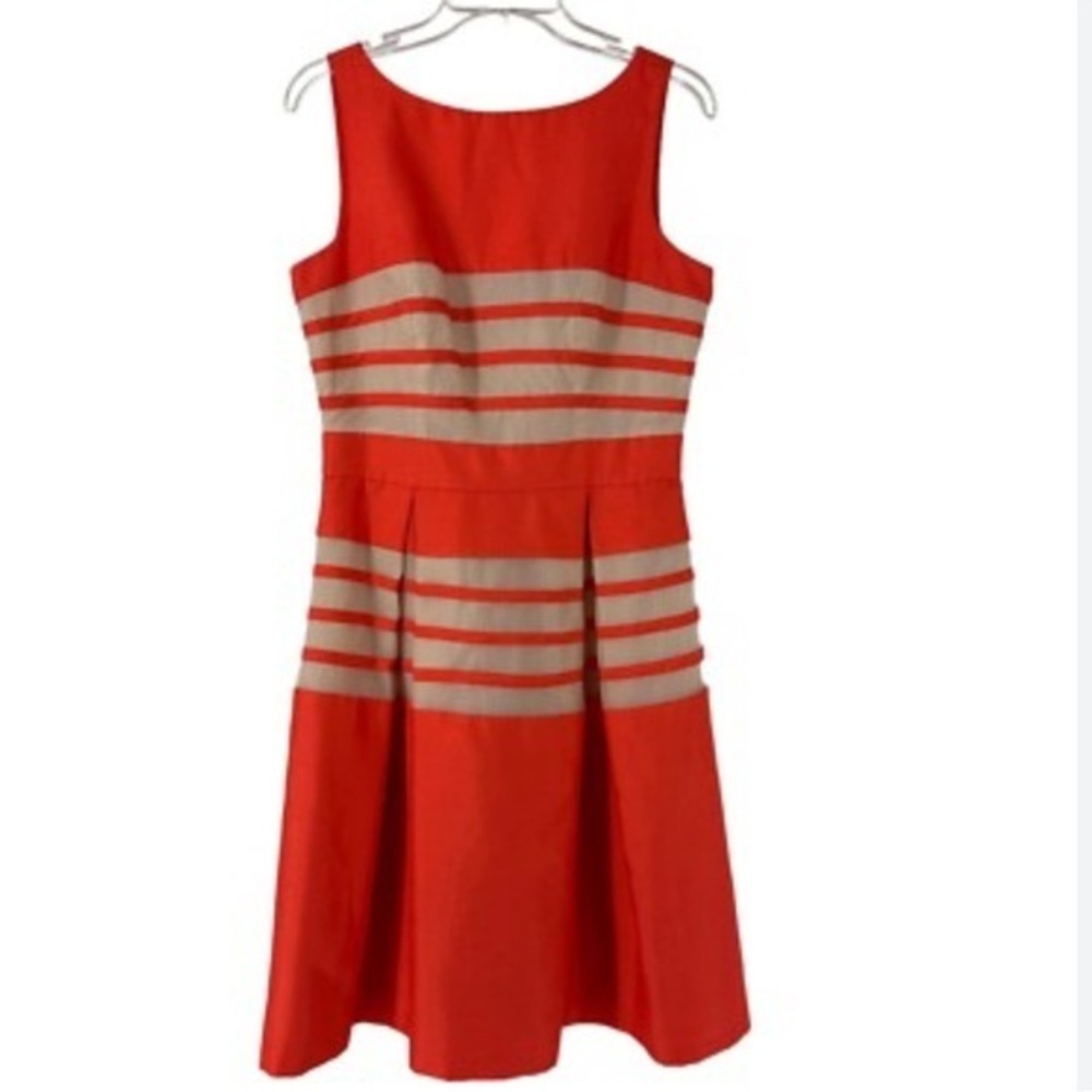 Just  Taylor Elegant Red and Cream Striped Dress Size 4
